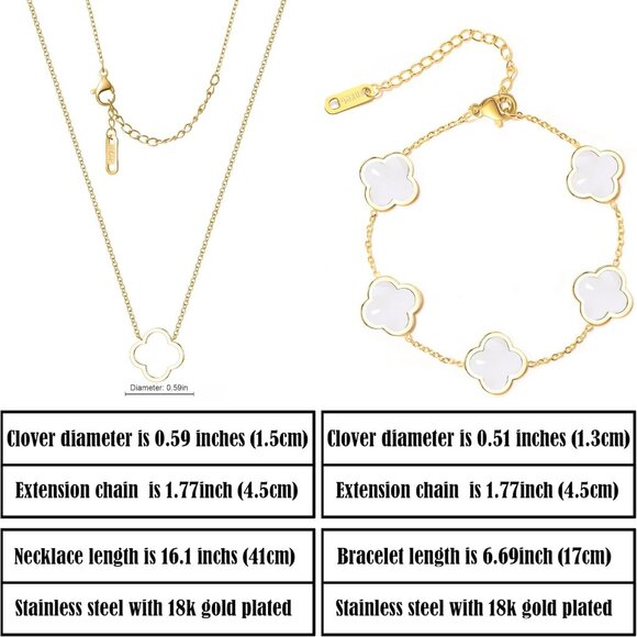 Delicacy Clover Bracelets Necklace Set:Clover Necklaces Clover Bracelet Women Li - Picture 6 of 6